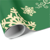 Groene kerstomslag met Cream Snowflakes Cadeaupapier (Rol Hoek)