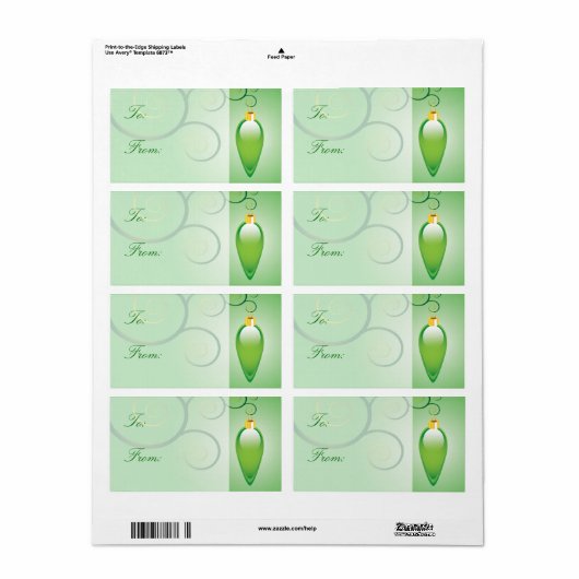 Groene kerstornament Gift Labels (Full Sheet)