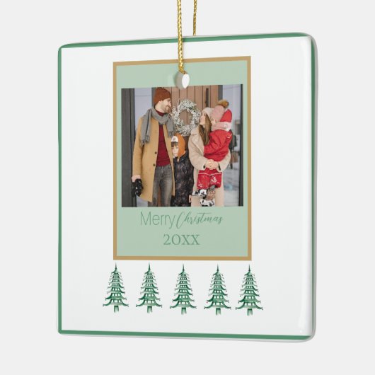 Groene Kerstpagode Bomen 1-Foto Lijst Keramisch Ornament (Links)
