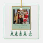 Groene Kerstpagode Bomen 1-Foto Lijst Keramisch Ornament (Achterkant)
