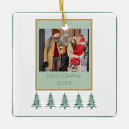 Groene Kerstpagode Bomen 1-Foto Lijst Keramisch Ornament