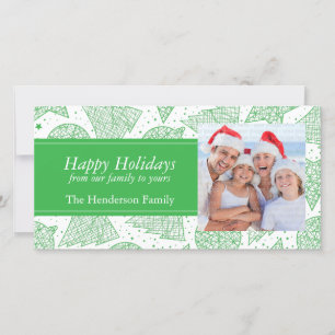 Groene Kerstpatroon Vakantiefotokaart Feestdagenkaart