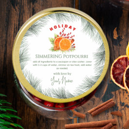 Groene kerstpotpourri op het fornuis  ronde sticker