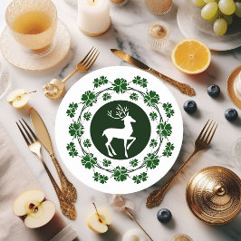 Groene kerstreuzenrenrendiertje ronde kartonnen onderzetter