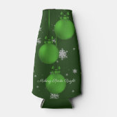 Groene kerstsierbekistingsfles flesjeskoeler (Voorkant)