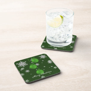 Groene kerstsierbloemen Beverage Coaster Bier Onderzetter