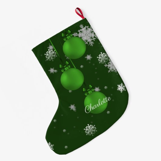 Groene kerstsierbloemen grote kerstsok (Achterkant (Hangend))