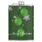 Groene kerstsierfeestfles heupfles (Voorkant)