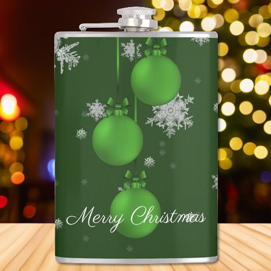 Groene kerstsierfeestfles heupfles