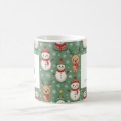 Groene Kerstsneeuwman & Rendier Monogram Naam Koffiemok (Center)