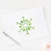 Groene Kerstsneeuwvlok Ronde Sticker (Envelop)