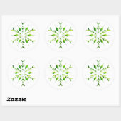 Groene Kerstsneeuwvlok Ronde Sticker (Vel)