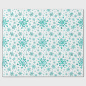  groene kerstsnowflakes op winterwit cadeaupapier (Vlak)