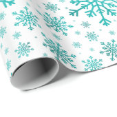  groene kerstsnowflakes op winterwit cadeaupapier (Rol Hoek)