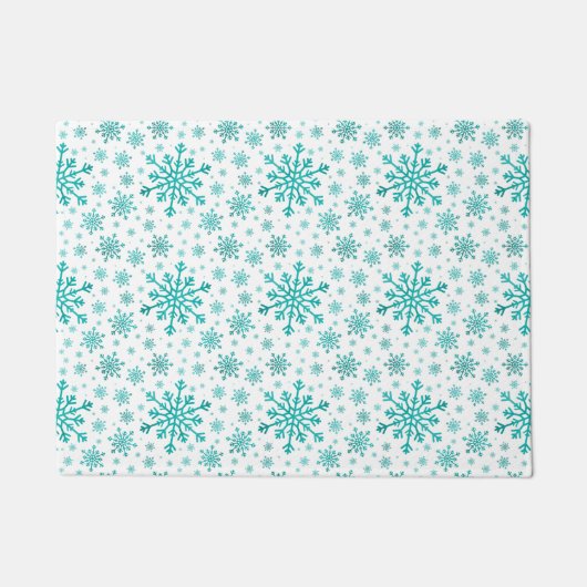  groene kerstsnowflakes op winterwit deurmat (Voorkant)