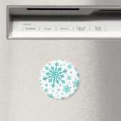 groene kerstsnowflakes op winterwit magneet (Insitu (Vaatwasser))