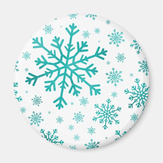 groene kerstsnowflakes op winterwit magneet (Voorkant)