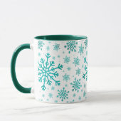 groene kerstsnowflakes op winterwit mok (Links)