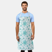  groene kerstsnowflakes op winterwit schort (Gedragen)