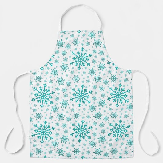  groene kerstsnowflakes op winterwit schort (Voorkant)