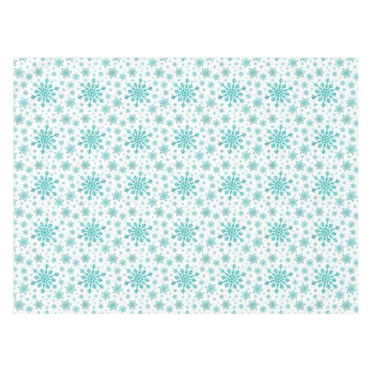  groene kerstsnowflakes op winterwit tafelkleed (Voorkant (Horizontaal))