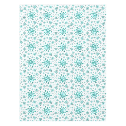 groene kerstsnowflakes op winterwit tafelkleed (Voorkant)