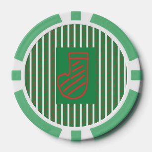 Groene Kerstsok op Groen Poker Chips