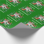 Groene kerststaart Bunny gepersonaliseerd Cadeaupapier (Hoek)