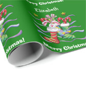 Groene kerststaart Bunny gepersonaliseerd Cadeaupapier (Rol Hoek)