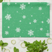 Groene kerststars Snowflakes Patroon Theedoek (Gevouwen)