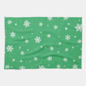 Groene kerststars Snowflakes Patroon Theedoek (Horizontaal)