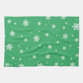 Groene kerststars Snowflakes Patroon Theedoek