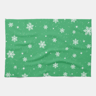 Groene kerststars Snowflakes Patroon Theedoek