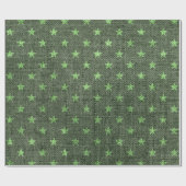 Groene Kerststerren Jute Cadeaupapier (Vlak)