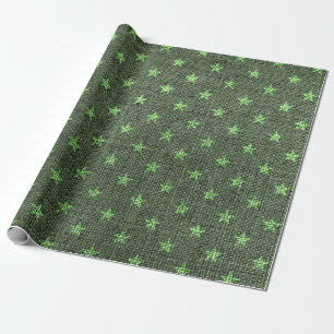 Groene Kerststerren Jute Cadeaupapier