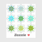 Groene Kerststerren kleurrijke sticker pack (Vel)
