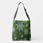 Groene kerststerren met wit ijskristal crossbody tas (Achterkant)
