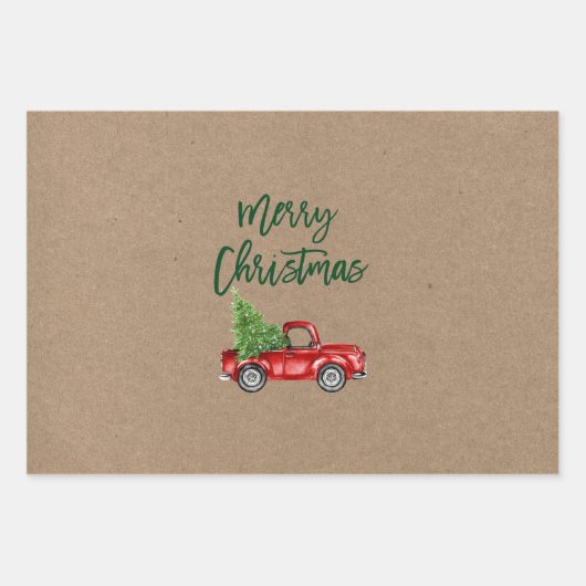 Groene kerststijl voor kerstmis in penseel inpakpapier vel (Voorkant)