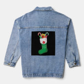 Groene kerststop denim jacket (Achterkant)
