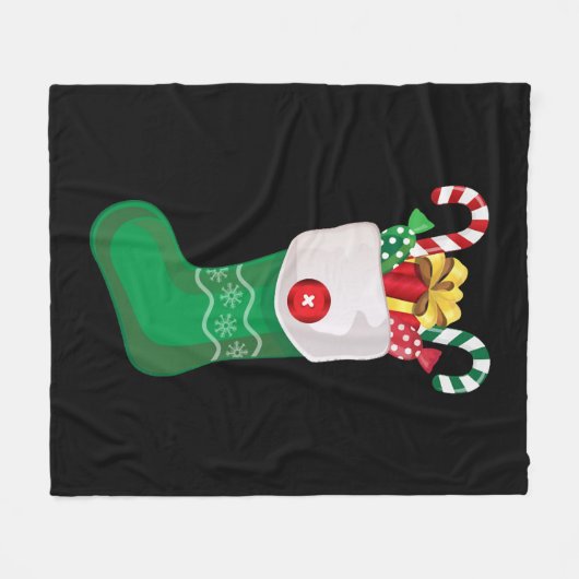 Groene kerststop fleece deken (Voorkant (Horizontaal))