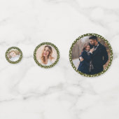 Groene Kersttafel Decor Aangepaste Foto Confetti (Voorkanten)