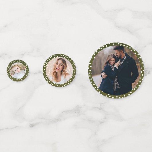 Groene Kersttafel Decor Aangepaste Foto Confetti (Achterkanten)