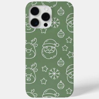 Groene kersttextuur met feestelijke elementen iPhone 15 pro max hoesje