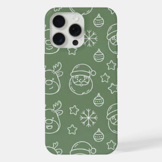 Groene kersttextuur met feestelijke elementen iPhone 15 pro max case