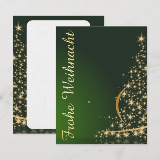 Groene kerstthema met gouden kerstboom kaart (Voorkant / Achterkant)