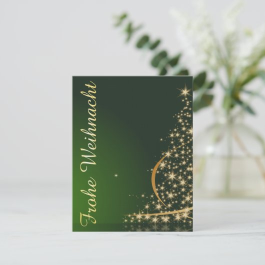 Groene kerstthema met gouden kerstboom kaart (Staand voorkant)