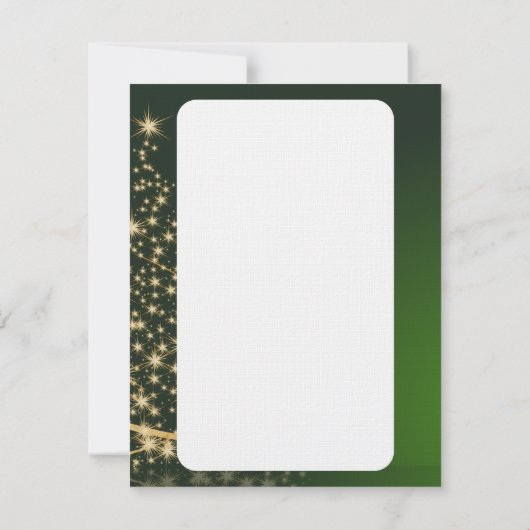 Groene kerstthema met gouden kerstboom kaart (Achterkant)