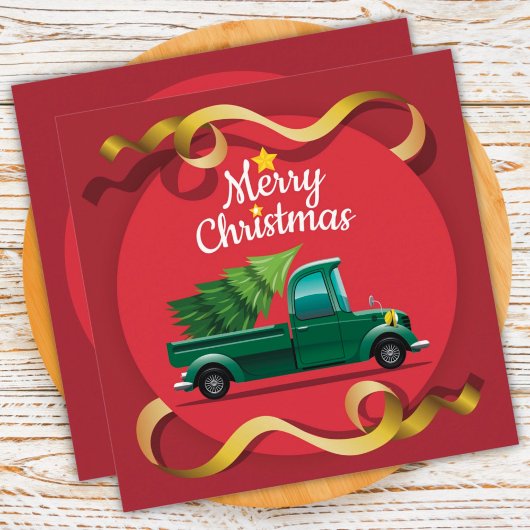Groene Kersttruck uit het verleden Feestdagenkaart