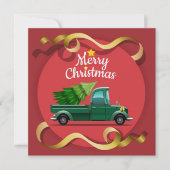 Groene Kersttruck uit het verleden Feestdagenkaart (Voorkant)