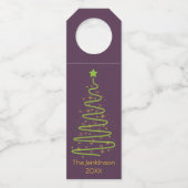 Groene Kersttypografie op Paars Flessenhanger (Achterkant)
